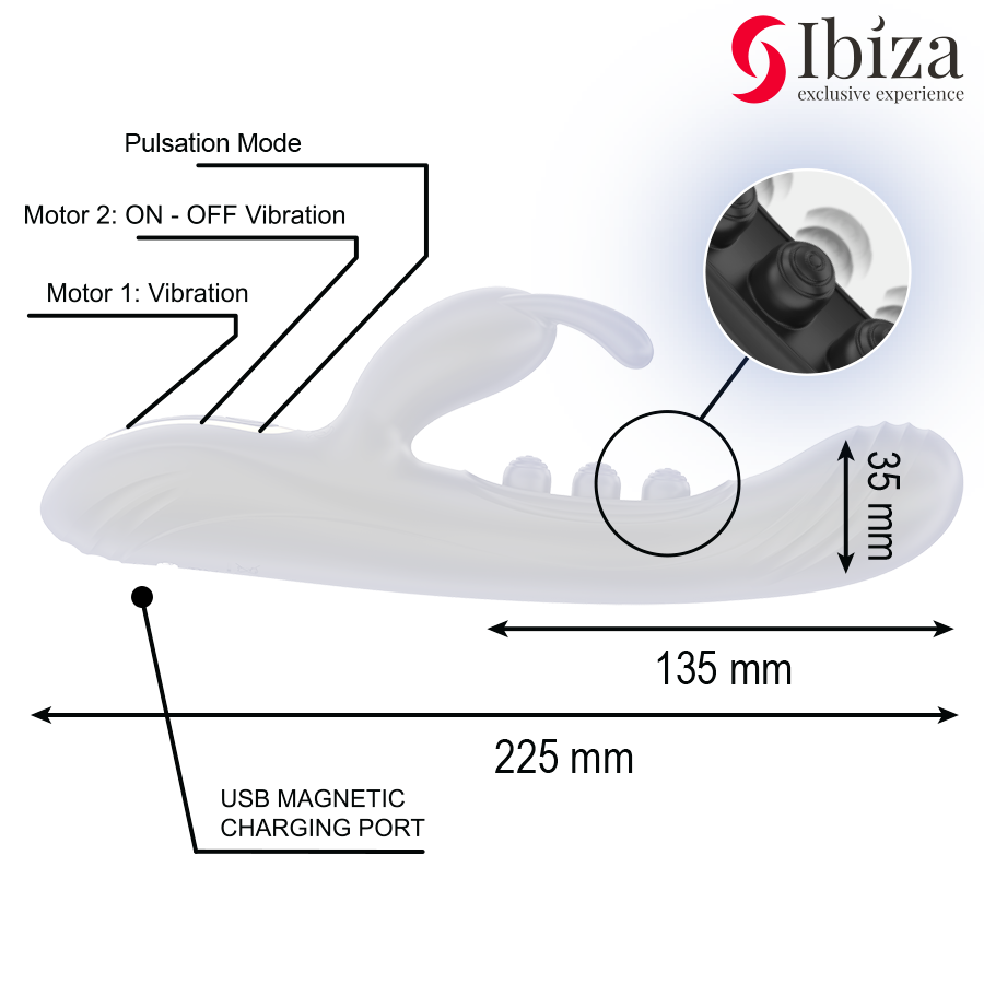 IBIZA - ВИБРАТОР ЗАЕК С ПУЛСАЦИИ