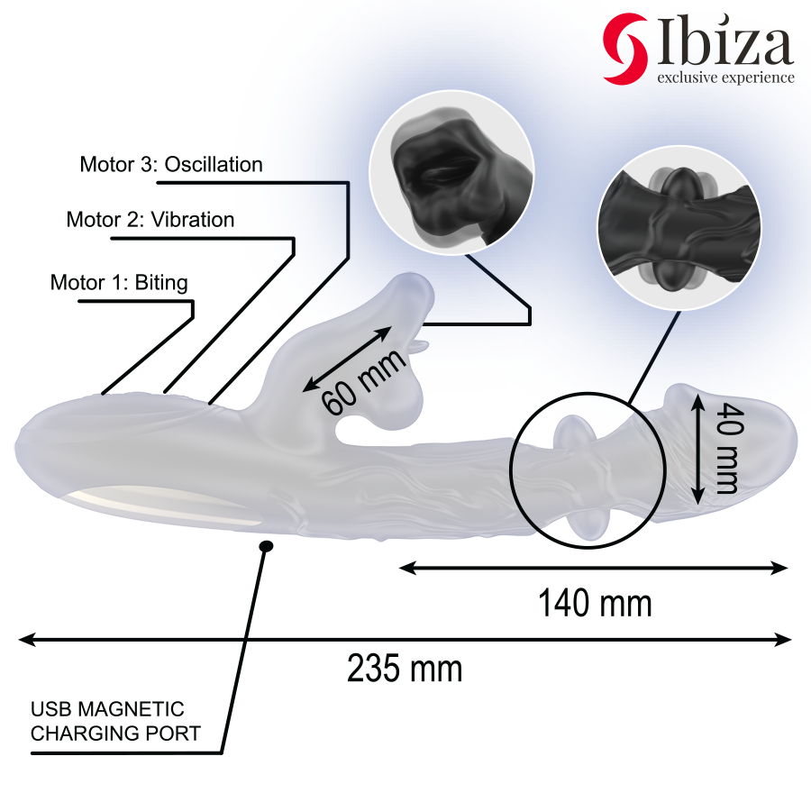 IBIZA - VIBRATOR AND CLITORIS STIMULATOR WITH BITING AND ROTATION EFFECT - My naughty haven #