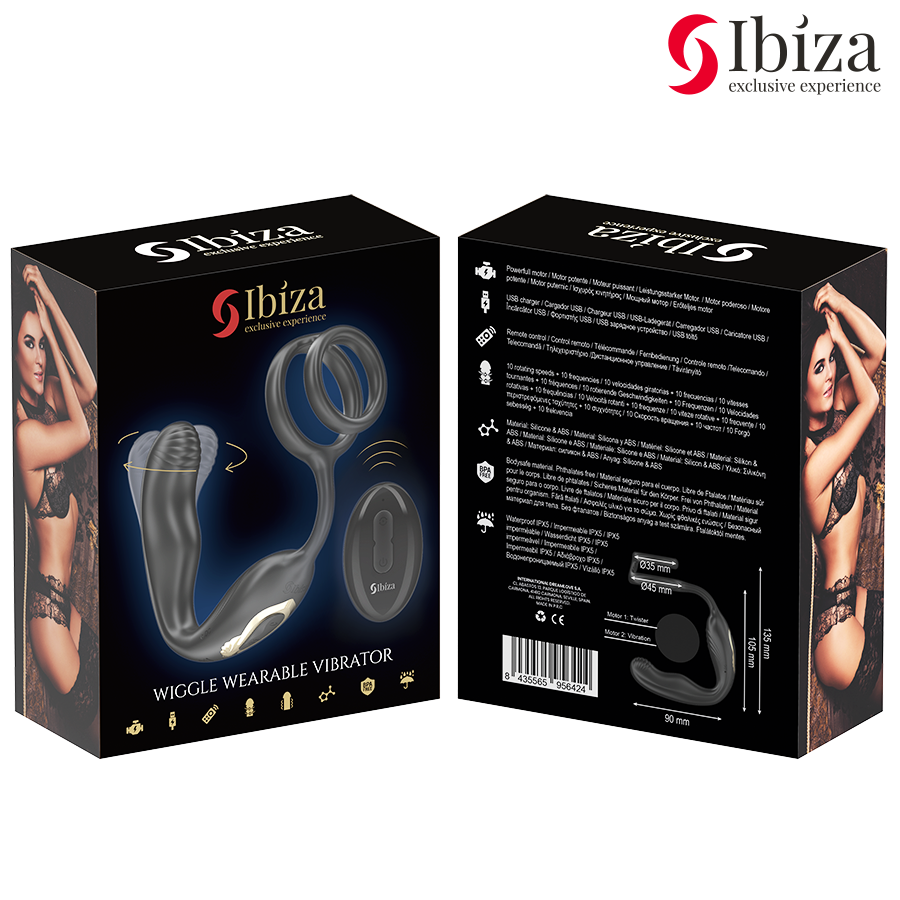 IBIZA - WIGGLE REMOTE CONTROLLED ROTATING ANAL PLUG WITH PERINEAL VIBRATION AND PENIS ENHANCING RINGS - My naughty haven #