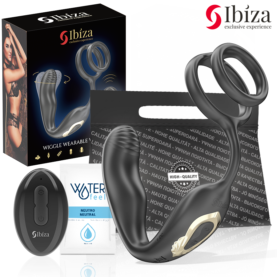 IBIZA - WIGGLE REMOTE CONTROLLED ROTATING ANAL PLUG WITH PERINEAL VIBRATION AND PENIS ENHANCING RINGS - My naughty haven #