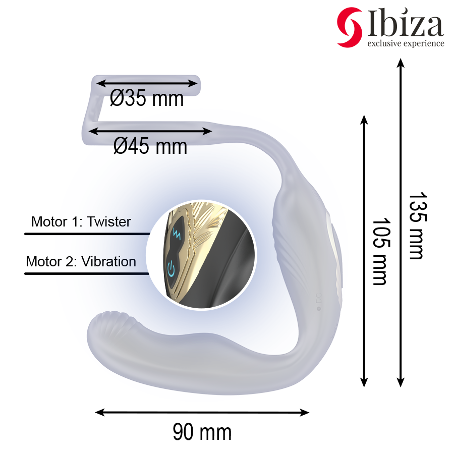 IBIZA - WIGGLE REMOTE CONTROLLED ROTATING ANAL PLUG WITH PERINEAL VIBRATION AND PENIS ENHANCING RINGS - My naughty haven #