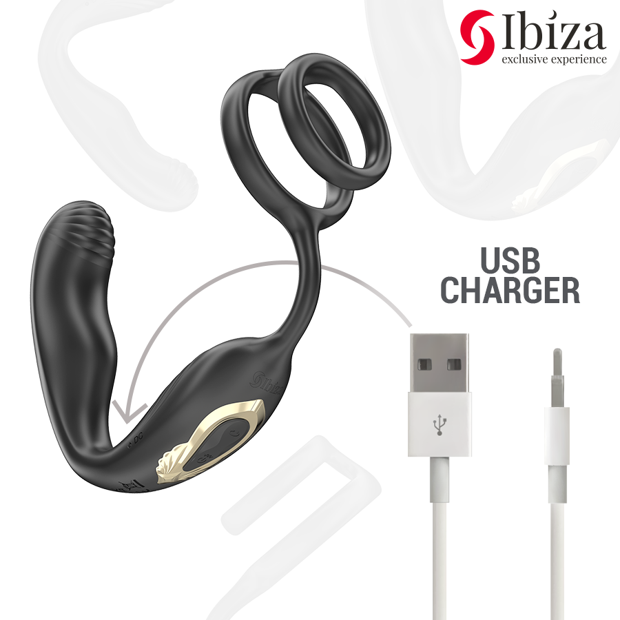 IBIZA - WIGGLE REMOTE CONTROLLED ROTATING ANAL PLUG WITH PERINEAL VIBRATION AND PENIS ENHANCING RINGS - My naughty haven #