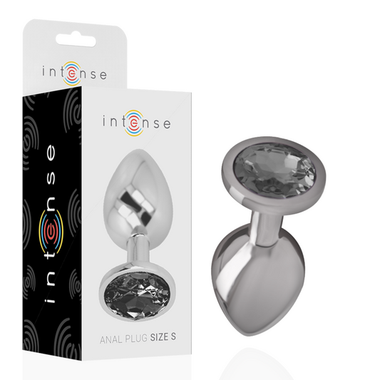 INTENSE - ALUMINUM METAL ANAL PLUG WITH BLACK CRYSTAL SIZE S - My naughty haven #
