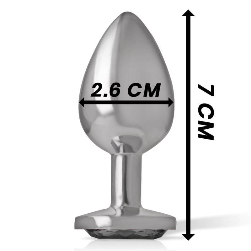 INTENSE - ALUMINUM METAL ANAL PLUG WITH BLACK CRYSTAL SIZE S - My naughty haven #