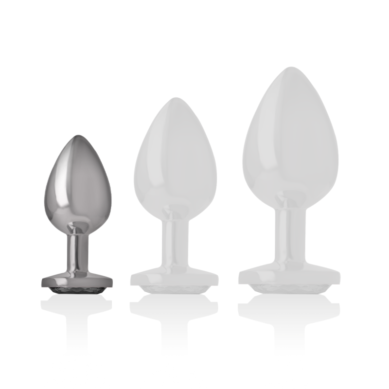 INTENSE - ALUMINUM METAL ANAL PLUG WITH BLACK CRYSTAL SIZE S - My naughty haven #