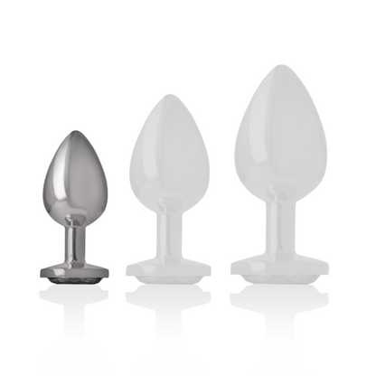 INTENSE - ALUMINUM METAL ANAL PLUG WITH BLACK CRYSTAL SIZE S - My naughty haven #