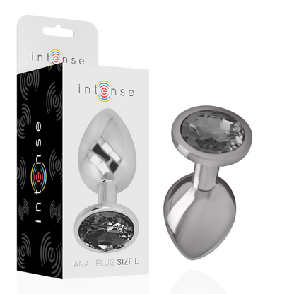 INTENSE - ALUMINUM METAL ANAL PLUG WITH BLACK GLASS SIZE L - My naughty haven #