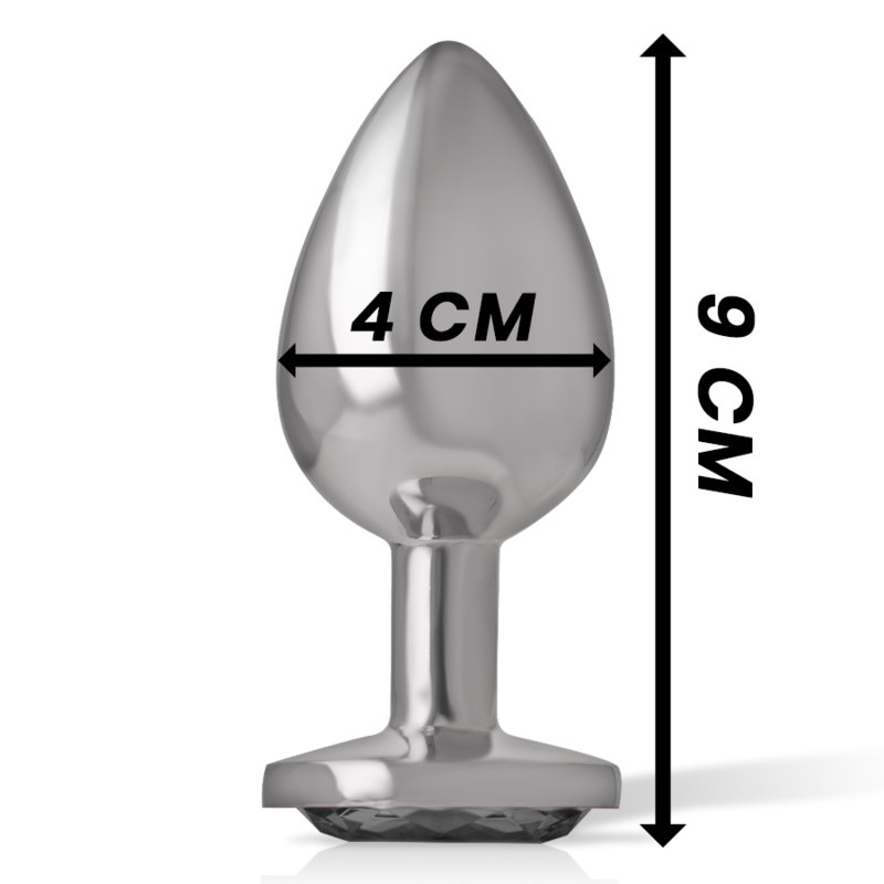 INTENSE - ALUMINUM METAL ANAL PLUG WITH BLACK GLASS SIZE L - My naughty haven #