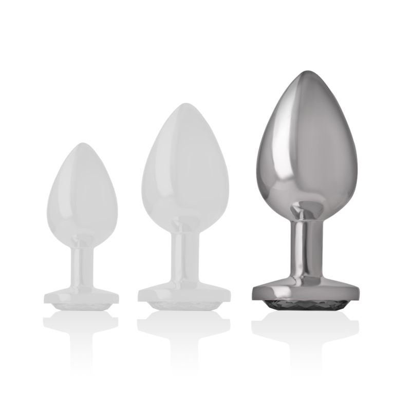 INTENSE - ALUMINUM METAL ANAL PLUG WITH BLACK GLASS SIZE L - My naughty haven #