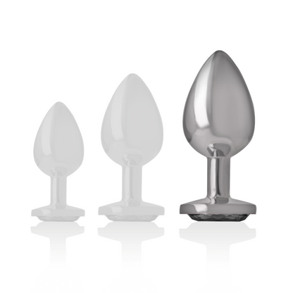 INTENSE - ALUMINUM METAL ANAL PLUG WITH BLACK GLASS SIZE L - My naughty haven #