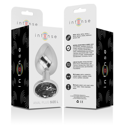 INTENSE - ALUMINUM METAL ANAL PLUG WITH BLACK GLASS SIZE L - My naughty haven #