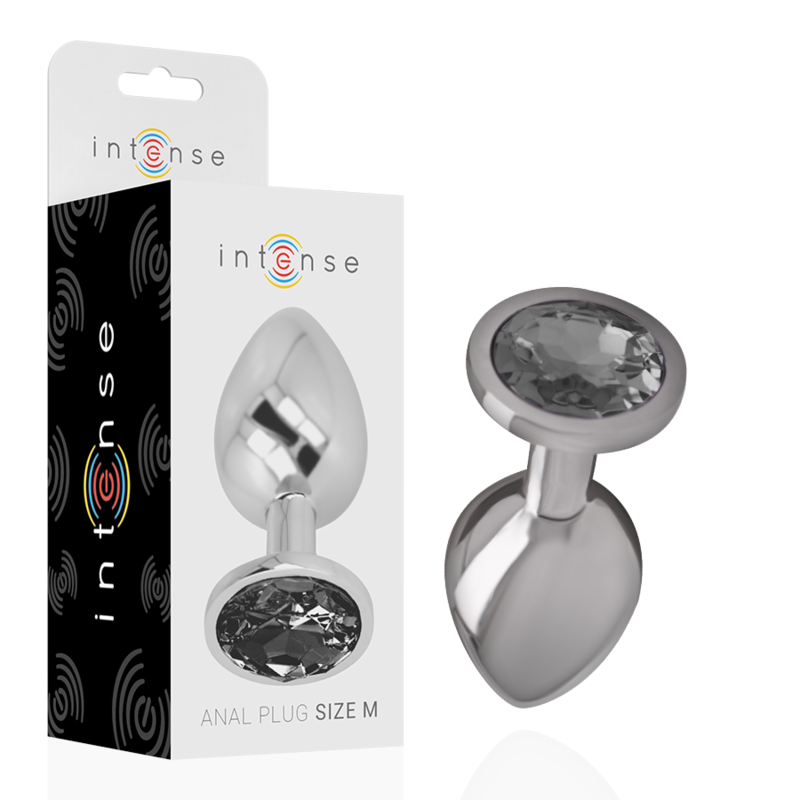 INTENSE - ALUMINUM METAL ANAL PLUG WITH BLACK GLASS SIZE M - My naughty haven #