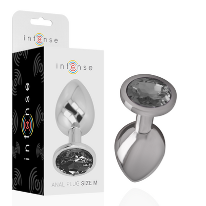INTENSE - ALUMINUM METAL ANAL PLUG WITH BLACK GLASS SIZE M - My naughty haven #