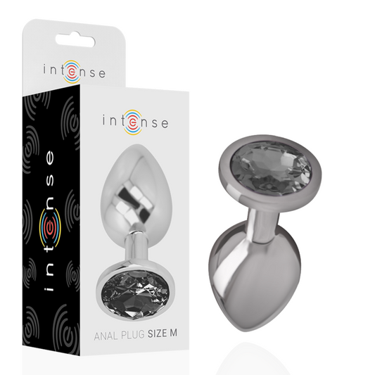 INTENSE - ALUMINUM METAL ANAL PLUG WITH BLACK GLASS SIZE M - My naughty haven #