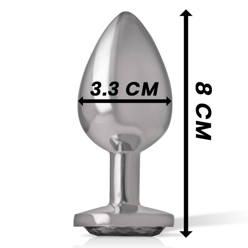 INTENSE - ALUMINUM METAL ANAL PLUG WITH BLACK GLASS SIZE M - My naughty haven #