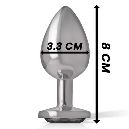 INTENSE - ALUMINUM METAL ANAL PLUG WITH BLACK GLASS SIZE M - My naughty haven #