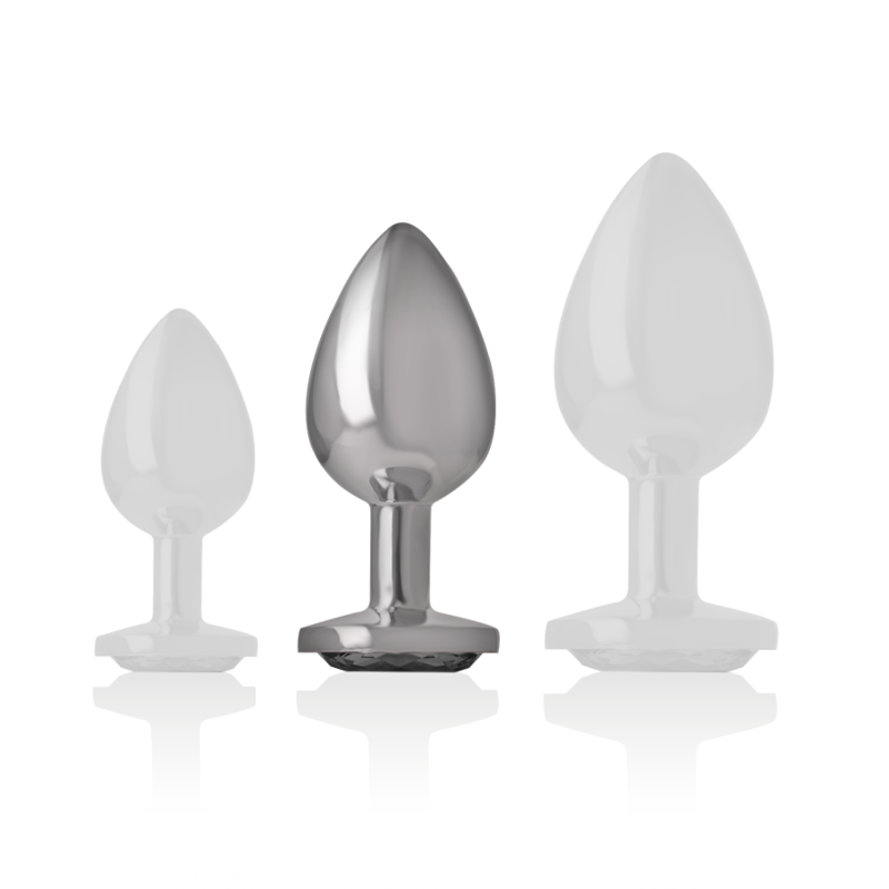 INTENSE - ALUMINUM METAL ANAL PLUG WITH BLACK GLASS SIZE M - My naughty haven #
