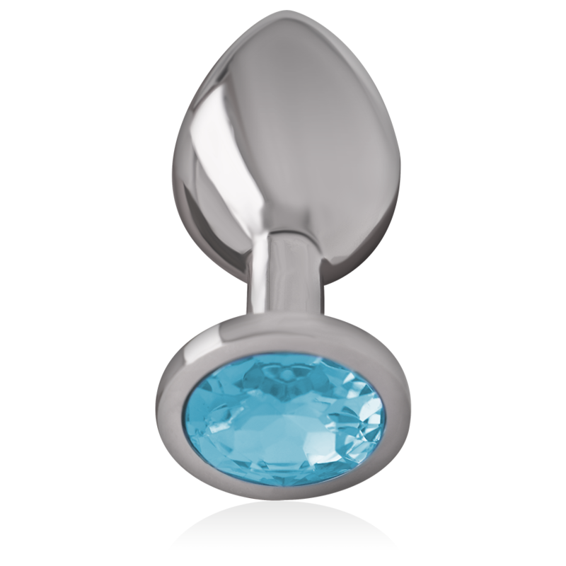 INTENSE - ALUMINUM METAL ANAL PLUG WITH BLUE GLASS SIZE M - My naughty haven #