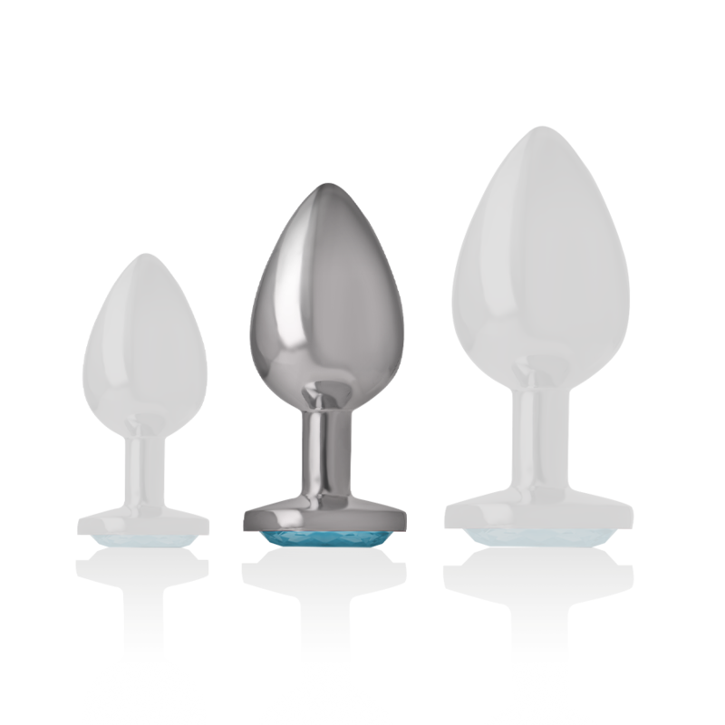 INTENSE - ALUMINUM METAL ANAL PLUG WITH BLUE GLASS SIZE M - My naughty haven #