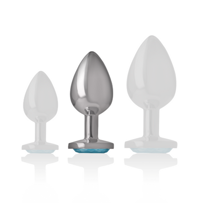 INTENSE - ALUMINUM METAL ANAL PLUG WITH BLUE GLASS SIZE M - My naughty haven #