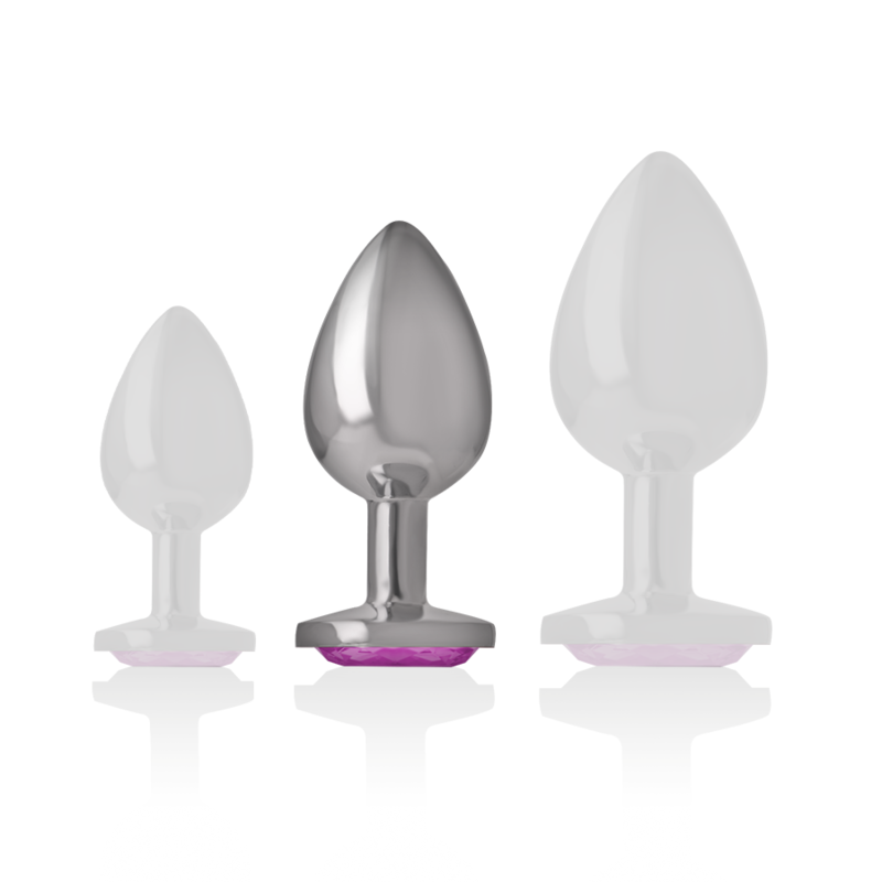 INTENSE - ALUMINUM METAL ANAL PLUG WITH PINK CRYSTAL SIZE M - My naughty haven #