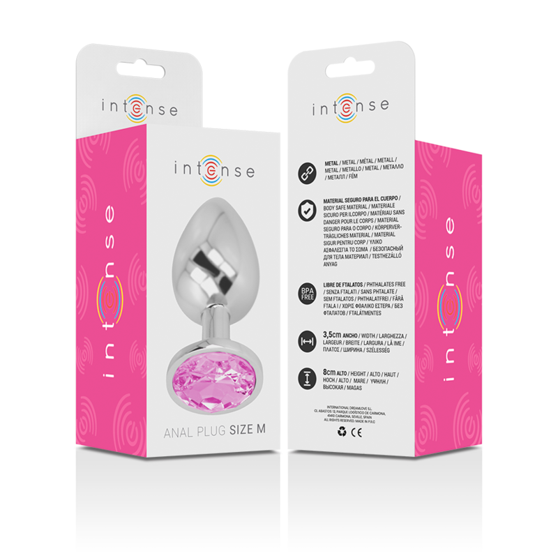 INTENSE - ALUMINUM METAL ANAL PLUG WITH PINK CRYSTAL SIZE M - My naughty haven #