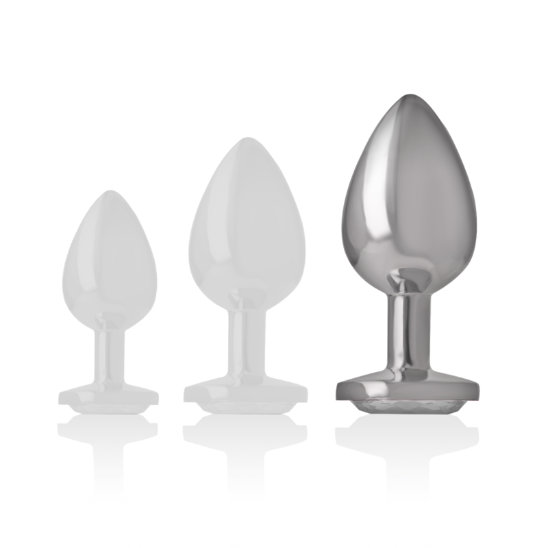 INTENSE - ALUMINUM METAL ANAL PLUG WITH SILVER CRYSTAL SIZE L - My naughty haven #