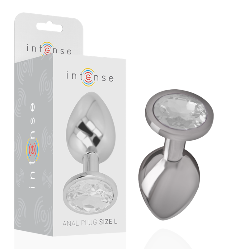 INTENSE - ALUMINUM METAL ANAL PLUG WITH SILVER CRYSTAL SIZE L - My naughty haven #
