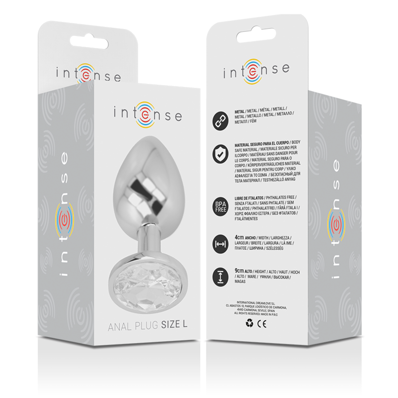 INTENSE - ALUMINUM METAL ANAL PLUG WITH SILVER CRYSTAL SIZE L - My naughty haven #