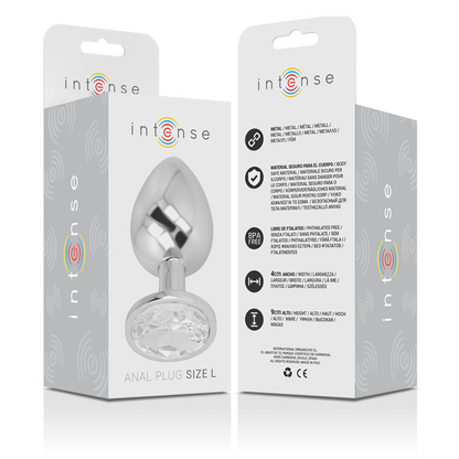 INTENSE - ALUMINUM METAL ANAL PLUG WITH SILVER CRYSTAL SIZE L - My naughty haven #