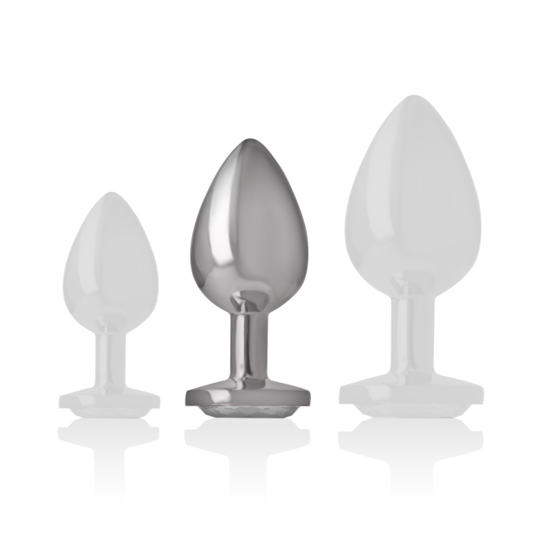INTENSE - ALUMINUM METAL ANAL PLUG WITH SILVER CRYSTAL SIZE M - My naughty haven #
