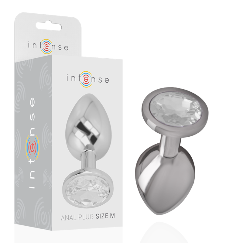 INTENSE - ALUMINUM METAL ANAL PLUG WITH SILVER CRYSTAL SIZE M - My naughty haven #