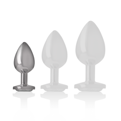 INTENSE - ALUMINUM METAL ANAL PLUG WITH SILVER CRYSTAL SIZE S - My naughty haven #