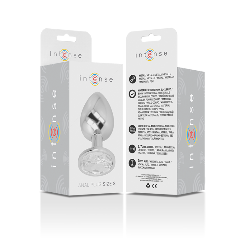 INTENSE - ALUMINUM METAL ANAL PLUG WITH SILVER CRYSTAL SIZE S - My naughty haven #