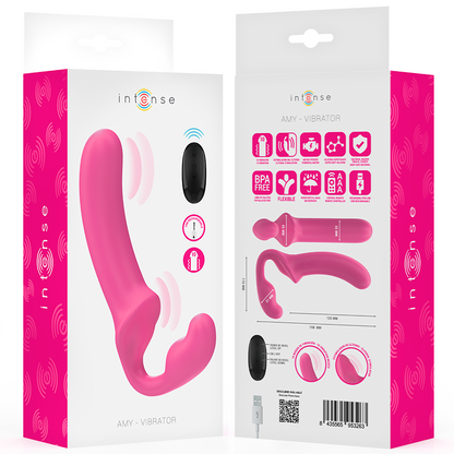 INTENSE - AMY DOUBLE VIBRATOR 20 CM PINK REMOTE CONTROL - My naughty haven #