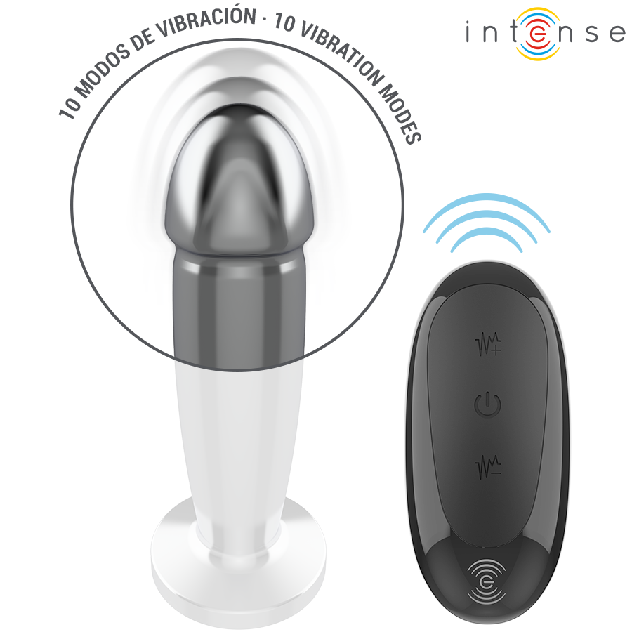 INTENSE - ANAL PLUG 10 VIBRATIONS METAL DILDO WITH REMOTE CONTROL M - My naughty haven #