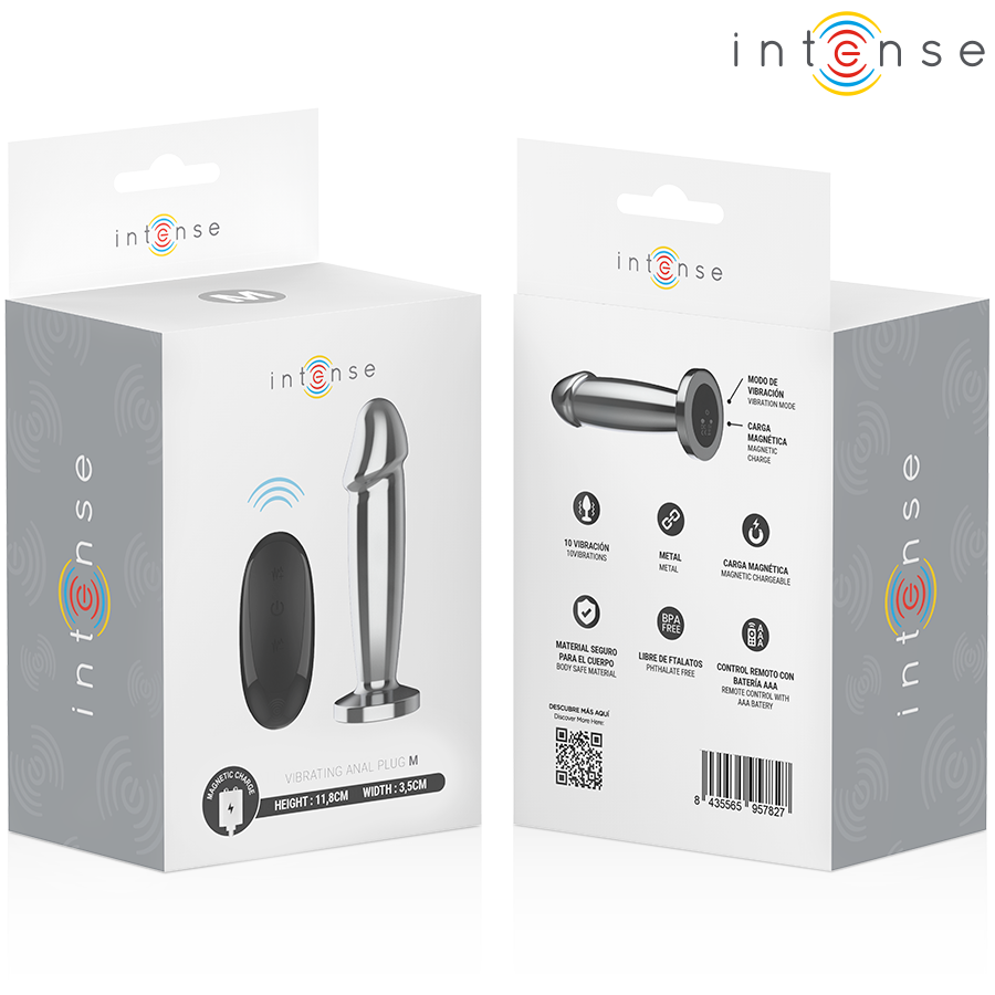 INTENSE - ANAL PLUG 10 VIBRATIONS METAL DILDO WITH REMOTE CONTROL M - My naughty haven #