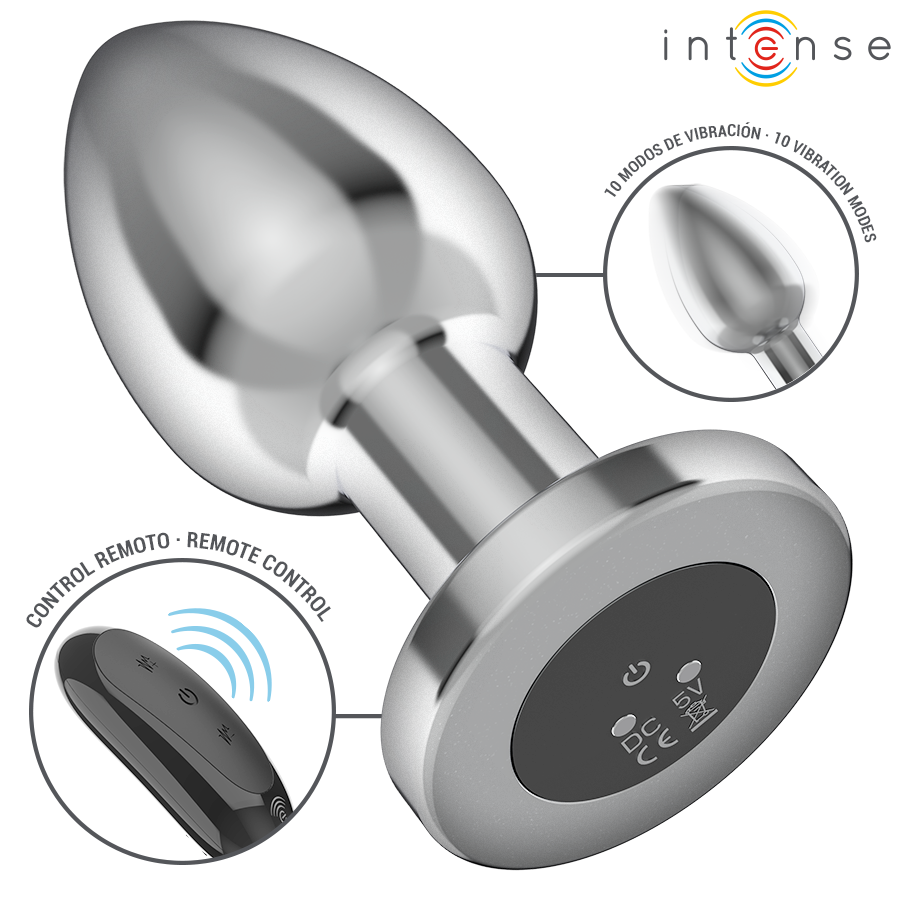 INTENSE - ANAL PLUG 10 VIBRATIONS METAL WITH REMOTE CONTROL L - My naughty haven #