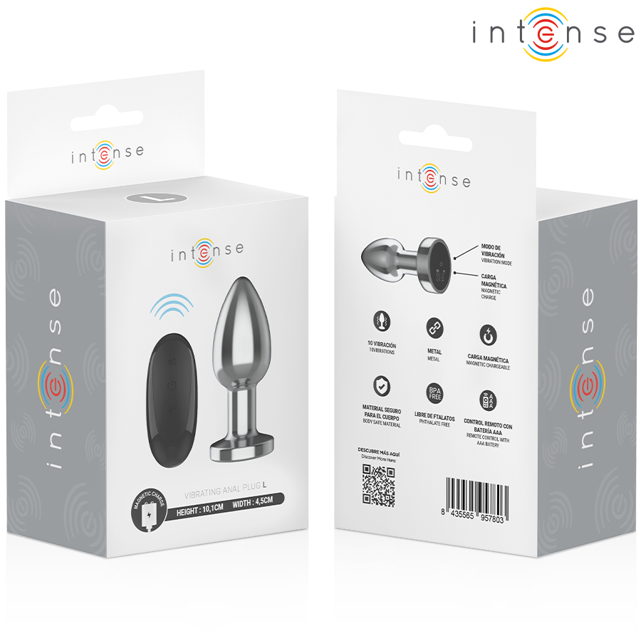 INTENSE - ANAL PLUG 10 VIBRATIONS METAL WITH REMOTE CONTROL L - My naughty haven #