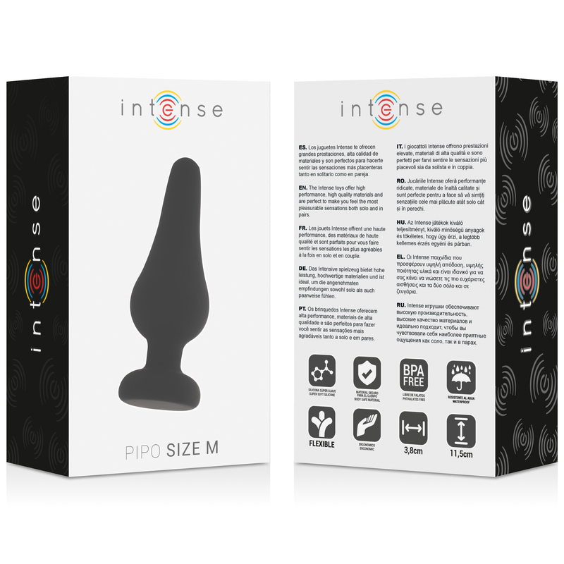 INTENSE - ANAL PLUG PIPO M BLACK SILICONE 11 CM - My naughty haven #