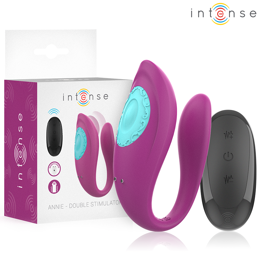 INTENSE - ANNIE U-SHAPED VIBRATOR AND STIMULATOR PURPLE REMOTE CONTROL - My naughty haven #
