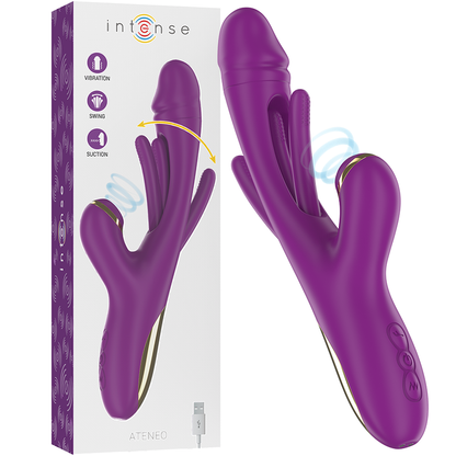 INTENSE - ATENEO RECHARGEABLE MULTIFUNCTION VIBRATOR 7 VIBRATIONS WITH OSCILLATING TONGUE AND PURPLE SUCTION - My naughty haven #