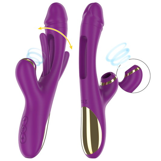 INTENSE - ATENEO RECHARGEABLE MULTIFUNCTION VIBRATOR 7 VIBRATIONS WITH OSCILLATING TONGUE AND PURPLE SUCTION - My naughty haven #