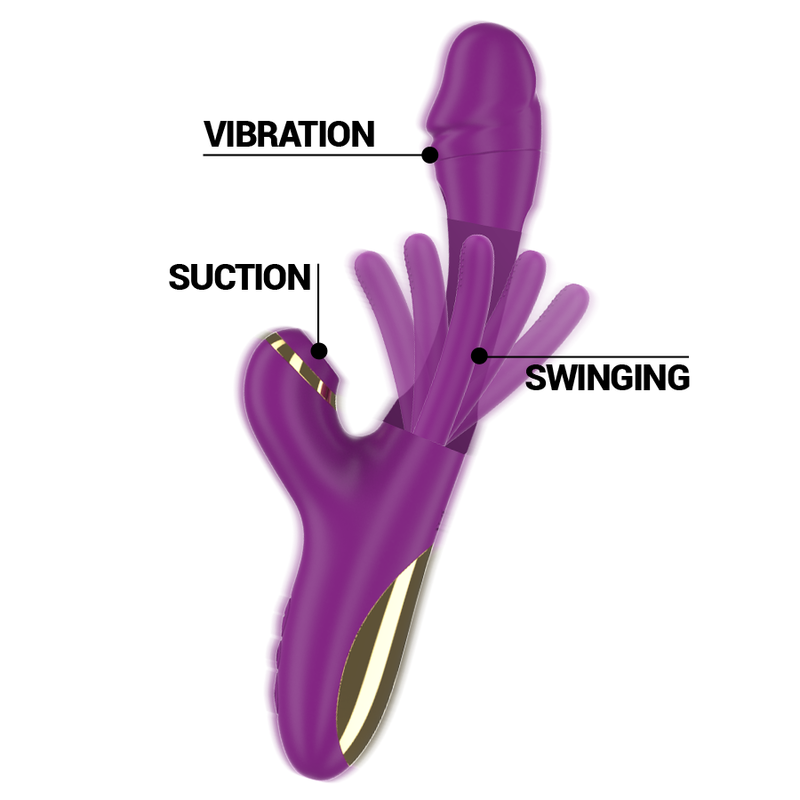 INTENSE - ATENEO RECHARGEABLE MULTIFUNCTION VIBRATOR 7 VIBRATIONS WITH OSCILLATING TONGUE AND PURPLE SUCTION - My naughty haven #