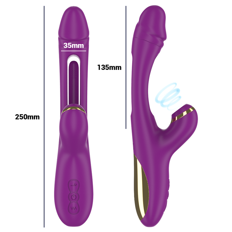 INTENSE - ATENEO RECHARGEABLE MULTIFUNCTION VIBRATOR 7 VIBRATIONS WITH OSCILLATING TONGUE AND PURPLE SUCTION - My naughty haven #