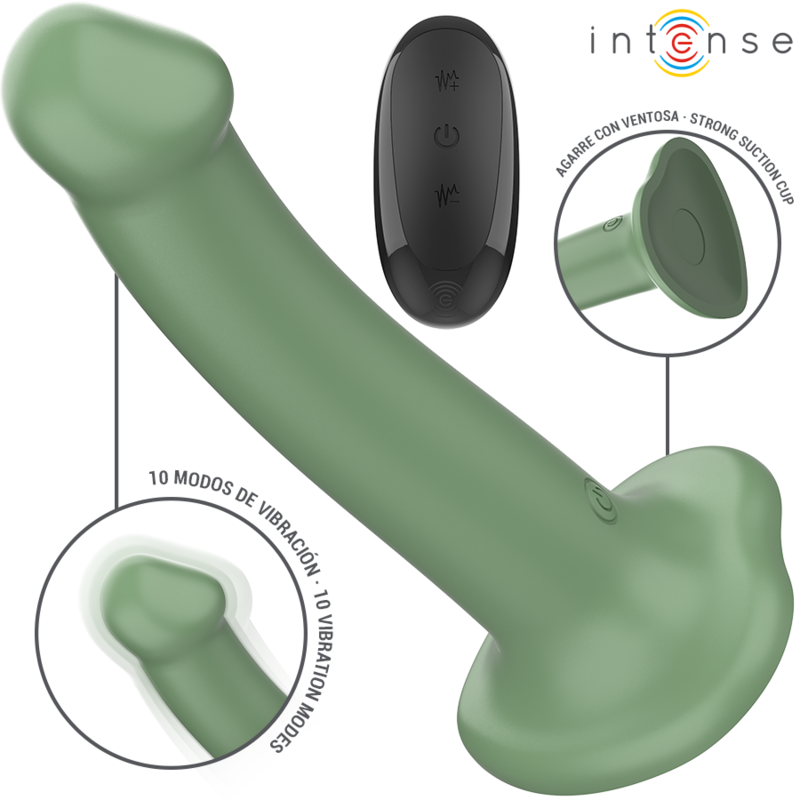 INTENSE - BECCA VIBRATOR WITH SUCTION CUP 10 VIBRATIONS GREEN REMOTE CONTROL - My naughty haven #