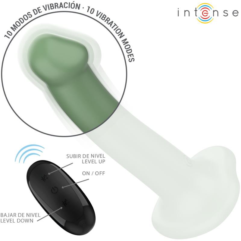INTENSE - BECCA VIBRATOR WITH SUCTION CUP 10 VIBRATIONS GREEN REMOTE CONTROL - My naughty haven #
