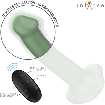 INTENSE - BECCA VIBRATOR WITH SUCTION CUP 10 VIBRATIONS GREEN REMOTE CONTROL - My naughty haven #
