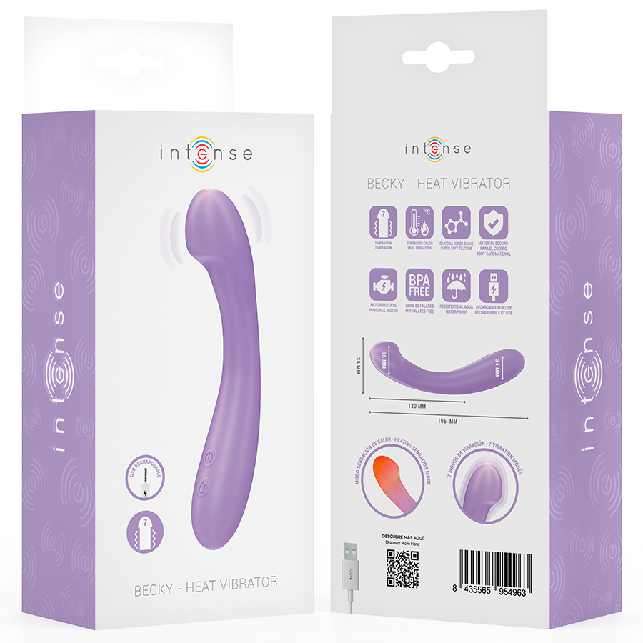 INTENSE - BECKY VIBRATOR 19 CM HEATABLE 7 VIBRATIONS PURPLE - My naughty haven #
