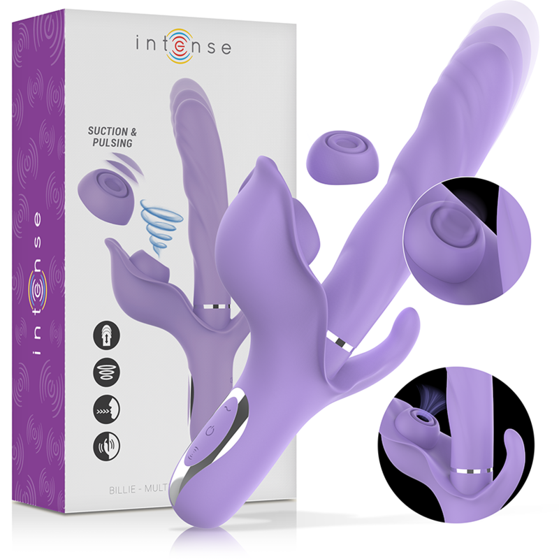 INTENSE - BILLIE MULTIFUNCTIONAL RECHARGEABLE SUCTION VIBRATOR WITH PURPLE PUSH BUTTON - My naughty haven #